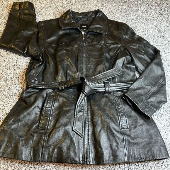 JLC NY Black Leather Jacket Sz L - Picture 1 of 13